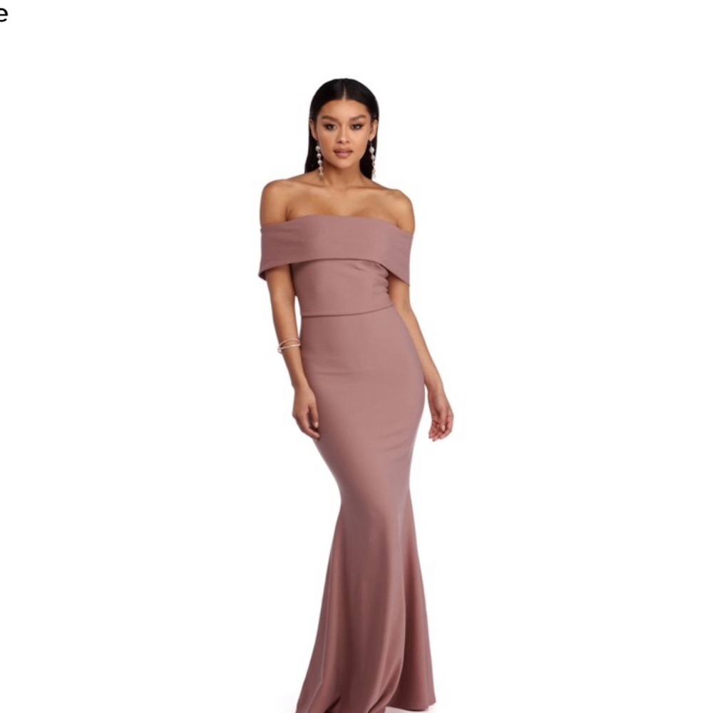 Muave off the shoulder mermaid dress